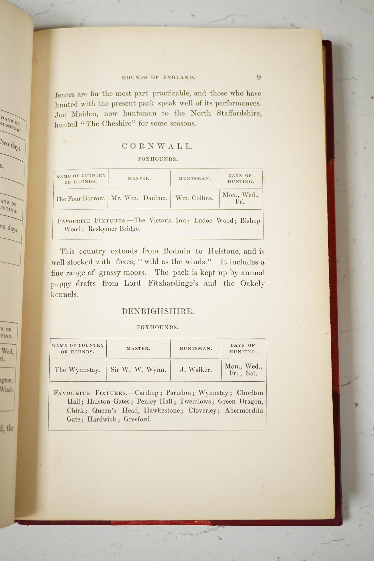 Gelert - A Guide to the Foxhounds and Staghounds of England; to which are added, the Otter-Hounds and Harriers of Several Counties. earlier 20th cent. red half calf and cloth, gilt decorated panelled spine, gilt top and